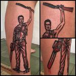 Ash Williams tattoo by Gonzalo Muniz #ashwilliams #evildead #bloody #chainsaw #horror #horrortattoo #GonzaloMuniz