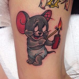 Tom and Jerry tattoo by Historic Tattoo. #tomandjerry #cartoon #retro #oldschool #cat #mouse