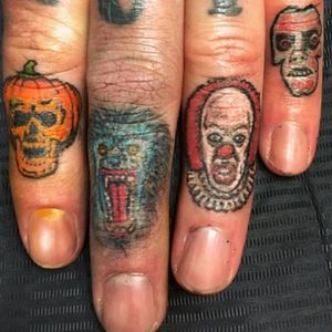 Horror finger tattoos by Allan Graves #AllanGraves #haunted #horror #halloween #pumpkin