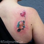 A supercute simple watercolor platypus tattoo by Russell Van Schaick #platypus #monotreme #australiananimal #watercolor #heart #RussellVanSchaick