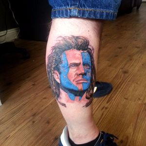 Braveheart Tattoo by Paul Hanford #Braveheart #BraveheartTattoo #MelGibson as #WilliamWallace #Portrait #MoviePortraits #PaulHanford