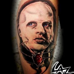The iconic female cenobite from the first Hellraiser movie tattoo by Laz #hellraiser #CliveBarker #cenobite #horror #movie #FemaleCenobite #Laz