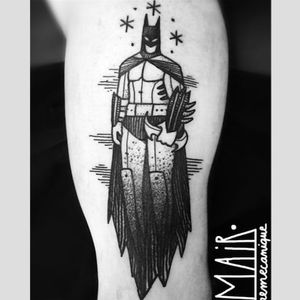 Blackwork Batman tattoo by Alex Iumsa. #AlexIumsa #EncreMecanique #illustrative #folkart #popculture #folk #superhero #dc #blackwork #batman