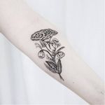 Botanical tattoo by Uls Metzger #UlsMetzger #monochrome #dotwork #blackwork #botanical