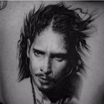 Chris Cornell Tribute by Matt Jordan #MattJordan #blackandgrey #realistic #realism #painting #chriscornell #portrait #soundgarden #music #musictattoo #tribute #rip #tattoooftheday