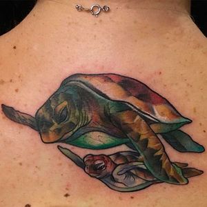 Mother and baby turtle tattoo #MotherandChildTattoo #Mother #Child #Mommy #Baby #Momtattoo #Turtle