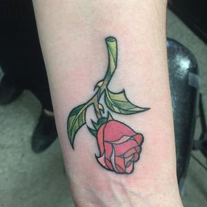 Beauty and the Beast tattoo by Ryan Mills. #beautyandthebeast #disney #fairytale #rose