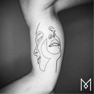 Single line contemporary tattoo by Mo Ganji #singleline #MoGanji #linework #minimalistic #abstract