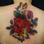 Tattoo by Antony Flemming @antonyflemming #antonyflemming #neotraditional #animal #insect #rose