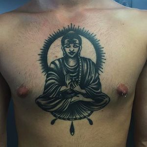 Buddha Tattoo by Aaron J Murphy @Aaronjmurphy_ #Aaronjmurphy #Black #Traditional #Blackwork #Blackworktattoo #Buddha #Australia
