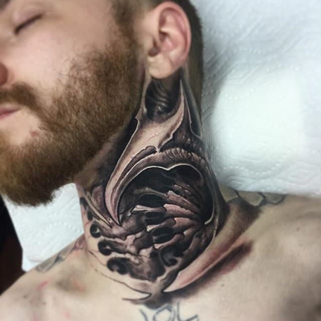 biomech neck tattoo by darkandlost on DeviantArt