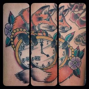 Traditional Fox Tattoo by Oscar Montes #fox #foxtattoo #foxtattoos #traditionalfox #traditionalfoxtattoo #traditional #traditionaltattoo #traditionalanimal #OscarMontes