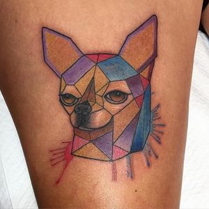 Geometric watercolor chihuahua tattoo by @stef2026. #chihuahua #dog #geometric #watercolor #stef2026
