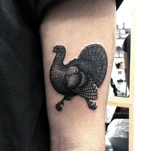 Blackwork turkey tattoo by Alberto Santi. #blackwork #linework #turkey #AlbertoSanti