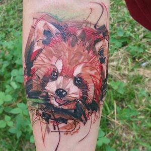 Red panda tattoo by Ael Lim. #AelLim #marker #style #semiabstract #contemporary #redpanda