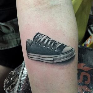 Tattoo uploaded Ross Howerton • The go-to low-top Converse Chuck Taylor All Star illustrated by Dan Smith (IG— dansmithism). #Converse #kicks #lowtop #chucks #realism #chucktaylor • Tattoodo