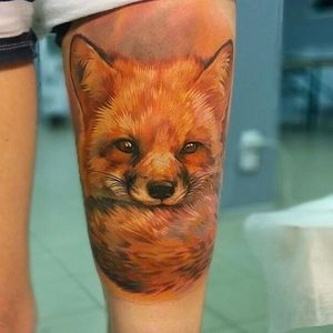 Adorable fox tattoo by Giena Revess! #GienaRevess #realistic #realism #3D #photorealism #fox
