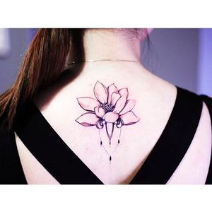 Lotus tattoo via Instagram @helenxu_tattoo #lotus #lotusflower #flower #fineline #linework #floral #HelenXu
