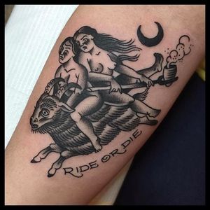 Ride or Die Girl Tattoos by Marie Sena #Mariesena #Electriceye #Dallas #Texas #Black #Traditional #Lady #Girl #blackwork