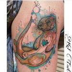 Illustrative watercolor otter tattoo by Kel Tait. #watercolor #inksplatter #illustrative #otter #KelTait