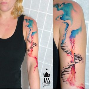 Staircase tattoo #RodrigoTas #watercolor #graphic #staircase