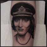 Black and grey woman portrait tattoo by Pete Belson. #blackandgrey #petethethief #PeteBelson #portrait #woman