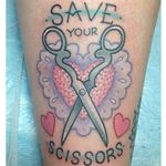Scissors tattoo by Rachel Baldwin. #Rachel Baldwin #girly #pastel #cute #scissors