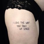 Script tattoo, photo: Instagram #EmilyAliceJohnston #blackwork #linework #script