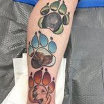 Trio of paw print and labrador pet portrait tattoos by Ben Reigle. #pawprint #paw #dog #labrador #petportrait #neotraditional #BenReigle