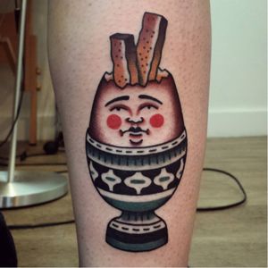 Soft boiled egg tattoo by Rion #Rion #traditional #egg