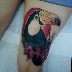 Neo traditional toucan tattoo by Eric Moreno. #neotraditional #bird #toucan #EricMoreno