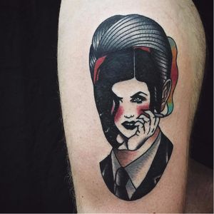 It's awesome how many surrealist tattoos David Lynch's Twin Peaks has inspired. This one of Audrey Horne superimposed over Agent Cooper is by Matt Cooley (Instagram @cooleytattooer). #AgentCooper #AudreyHorne #DavidLynch #MattCooley #surrealism #TwinPeaks