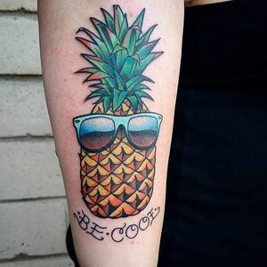Pineapple tattoo by Alex Coulter. #fruit #pineapple #shades #AlexCoulter
