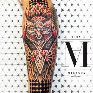 Pattern owl tattoo by Abel Miranda via Facebook #AbelMiranda #patternwork #dotwork #mandala #owl #abstract #trash