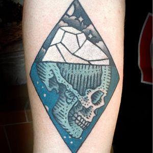 Iceberg tattoo by Alex Lumsa. #iceberg #skull #ice #mountain #arctic #alexlumsa