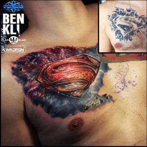 Superman space tattoo by Ben Klishevskiy #BenKlishevskiy #space #realism #realistic #superman (Photo: Instagram)