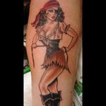 A pirate pinup by Mel Mullahey. #MelMullahey #NYCtattooshops #pinup #Pirate #TattooSeen