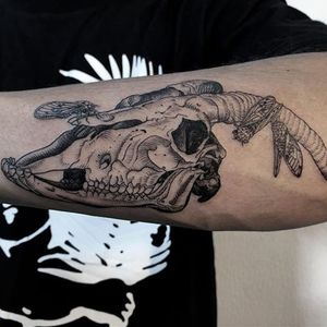 Ram by Oozy Tattoo (via IG-oozy_tattoo) #death #macabre #dotwork #illustrative #fineline #OozyTattoo