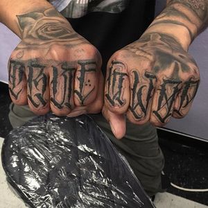 'True G Wop' Tattoo by Vince Le #lettering #script #darklettering #letteringartist #darkartist #VinceLe
