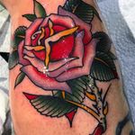 Brand new rose by Shaun Topper #ShaunTopper #color #traditional #flower #rose #leaves #thorns #nature #floral #pink #tattoooftheday