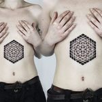 3D tattoo by Salaman #Salaman #dotwork #sacredgeometry #geometric #3D #blackwork #btattooing