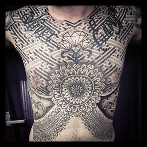 Patternwork Tattoo by Neil Bass #geometric #geometrictattoos #geometricpatternwork #geometrcipattern #patterntattoos #patterntattoo #blackandgrey #NeilBass