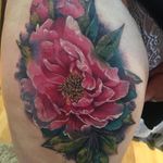 Watercolour realism peony tattoo by Chloe Aspey #ChloeAspey #peony #flower #realistic #watercolour
