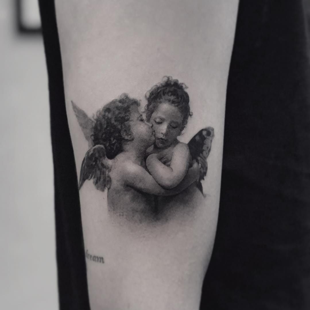 The Black Pearl on Instagram Cherub done by mikestorey tattoos tattoo  danforth toronto bng blackandgrey realism realistic realistictattoo  danforthtattooshop