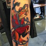 Kitsune Tattoo by Jacob Wiman #Kitsune #NeoTraditional #NeoTraditionalTattoos #Fox #NeoTraditionalArtist #BoldTattoos #JacobWiman