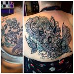 Blast Over Tattoo by Vicky Lou #flowerpattern #floraltattoo #blastoverpanther #blastover #blastovertattoo #blastovertattoos #coverup #oldtattoos #covering #VickyLou
