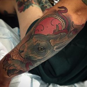 Jackalope tattoo by Tiny Miss Becca. #jackalope #fable #imaginary #animal #antler #rabbit #TinyMissBecca