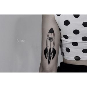 Cool black rocket tattoo, simple and clean by Ilya Brezinski. #IlyaBrezinski #rocket #tattoo #simple