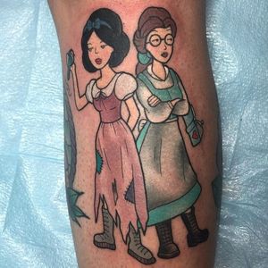 Disney version of Daria and Jane tattoo by Alex Strangler. #Daria #cartoon #tvshow #character #90s #AlexStrangler