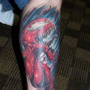 Carnage Tattoo by Mike Mcmahon #CarnageTattoos #SpiderManTattoo #SpiderManTattoos #SpiderMan #MarvelTattoos #ComicTattoos #ComicBook #SuperVillains #MikeMcmahon